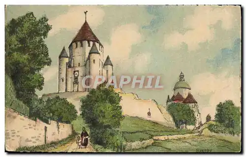 Ansichtskarte AK Fantaisie Illustrateur Barday Provins La tour de Cesar et la Dome de St Quiriace