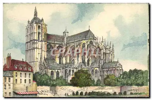 Ansichtskarte AK Fantaisie Illustrateur Barday Le Mans La cathedrale St Julien