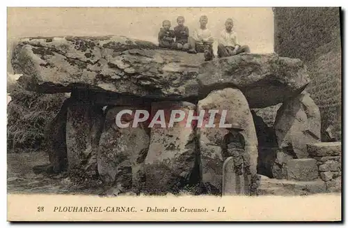 VINTAGE POSTCARD Dolmen Menhir Plouharnel Carnac Dolmen of Crucunot Children�