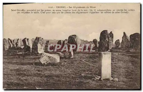 Cartes postales Dolmen Menhir Carnac Les alignements de Menecc