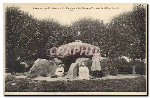 Ansichtskarte AK Dolmen Menhir Paris et ses environs Meudon Le dolmen Terrasse de l&#39observatoire Enfants Folkl