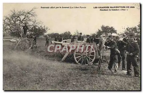 Cartes postales Militaria Les grandes manoeuvres de 1905 Pendant le combat Feu