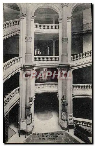 Cartes postales Banque Credit Lyonnais Paris le grand escalier