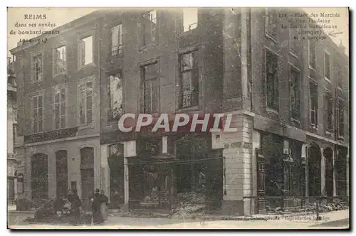 Cartes postales Banque Reims Place des Marches et Rue Trudaine La societe nanceenne et la bergere