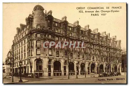 Cartes postales Banque Credit Commercial de France Avenue des Champs Elysees Paris