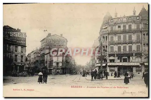 Cartes postales Banque Beziers Avenues de Pezenas et de Bedarieux
