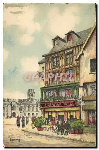 Cartes postales Fantaisie Illustrateur Beauvais Le restaurant Au Chateaubriant