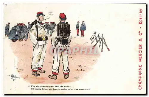 Cartes postales Fantaisie Illustrateur Albert Guillaume Militaria Champagne Mercier Epernay