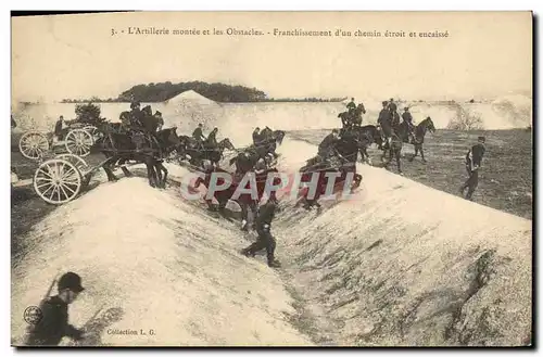 Cartes postales Militaria L&#39artillerie montee et les obstacles Franchissement d&#39un chemin etroit et encais