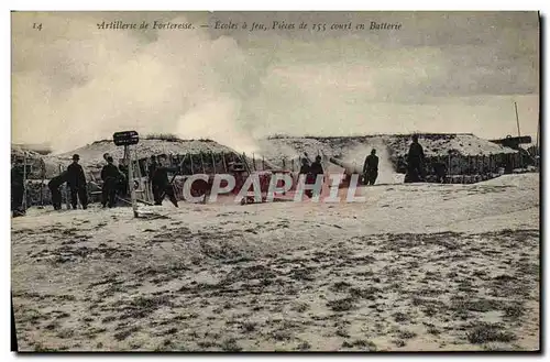 Ansichtskarte AK Militaria Artillerie de forteresse Ecoles a feu Pieces de 155 court en batterie