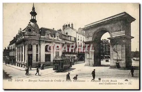 Cartes postales Banque Dijon Banque Nationale de Credit et Porte Guillaume Tramway