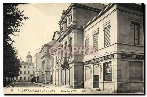 VINTAGE POSTCARD Villefranche Bank on the Saone Village hall�