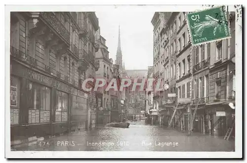 Cartes postales Banque Paris Inondations 1910 Rue Lagrange