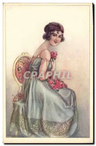 Ansichtskarte AK Fantaisie Illustrateur Bompard Femme