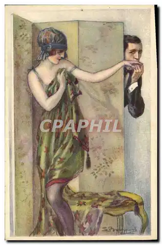 Ansichtskarte AK Fantaisie Illustrateur Bompard Femme