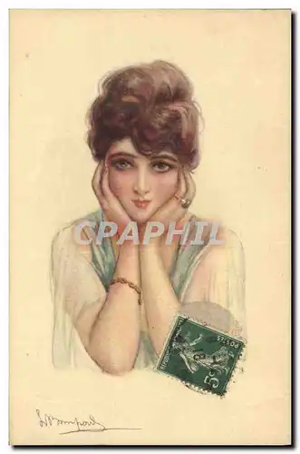 Ansichtskarte AK Fantaisie Illustrateur Bompard Femme