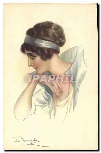 Ansichtskarte AK Fantaisie Illustrateur Bompard Femme