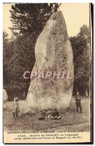 Cartes postales Dolmen Menhir de Pergat en Louargat entre Belle Isle en Terre et Begard