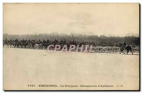 Cartes postales Militaria Vincennes le polygone Manoeuvres d&#39artillerie