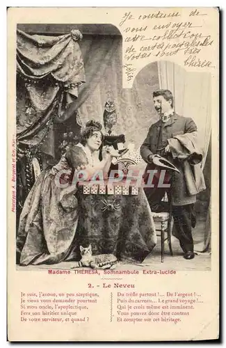 Cartes postales Cartomancie Voyance Folklore Madame Theresa somnambule extra lucide Le neveu