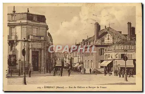 Cartes postales Banque Epernay Rue de Chalons et Banque de France