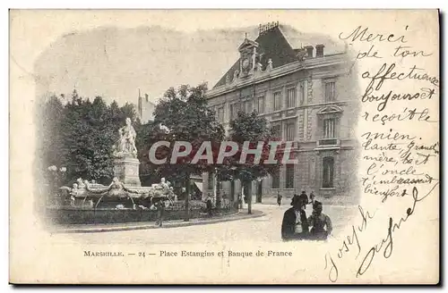 Cartes postales Banque Marseille Place Estangins et Banque de France