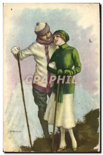 Cartes postales Fantaisie Illustrateur Bianchi Femme Alpinisme