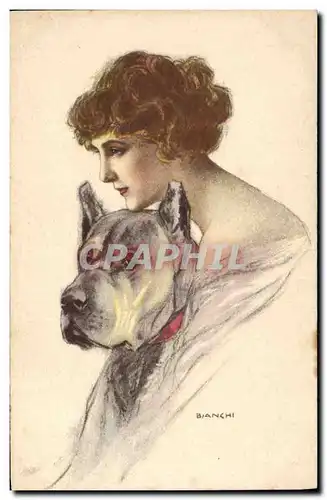 Cartes postales Fantaisie Illustrateur Bianchi Femme Chien