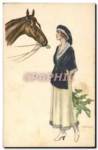 Ansichtskarte AK Fantaisie Illustrateur Bianchi Femme Cheval