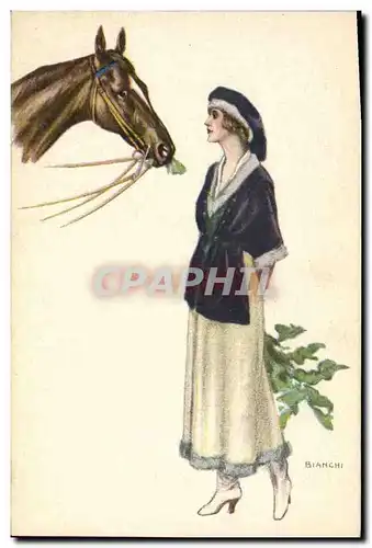 Cartes postales Fantaisie Illustrateur Bianchi Femme Cheval