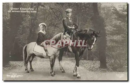 Cartes postales Unser Kronprinz mit seinem altesten Sohn Cheval Poney