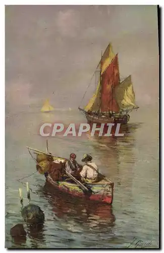 Cartes postales Fantaisie Illustrateur Bateau