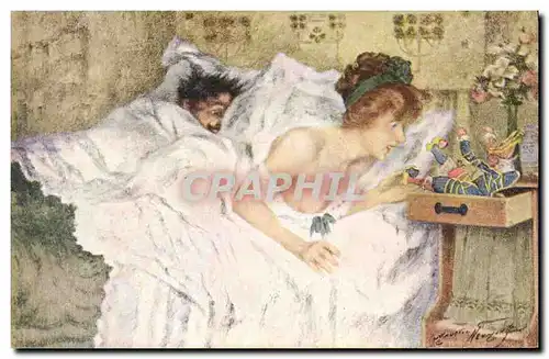 Cartes postales Fantaisie Illustrateur Femme Maurice Neumont Le petit Noel de la jeune mariee