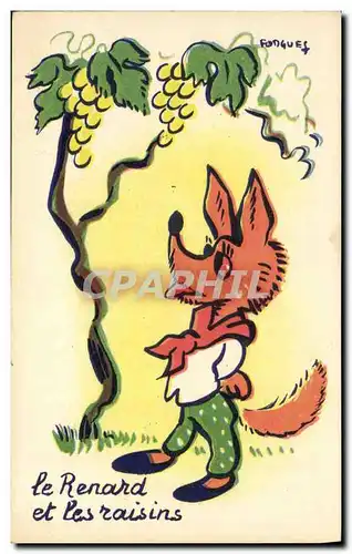 Cartes postales Le renard et les raisins