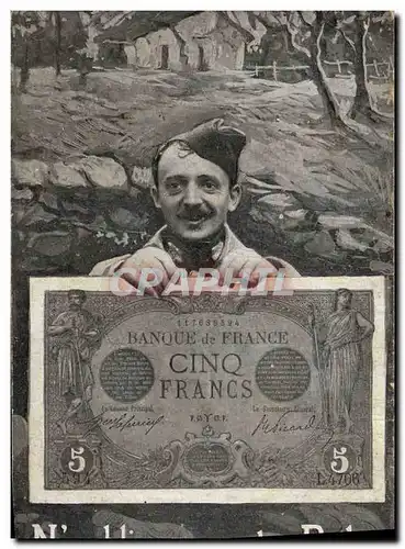 Cartes postales Billet 5 Francs Polu Militaria