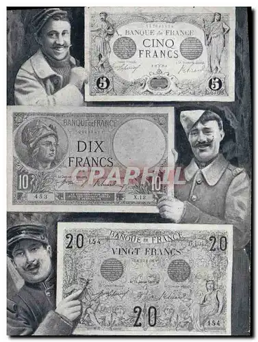 Cartes postales Billets 5 10 et 20 Francs