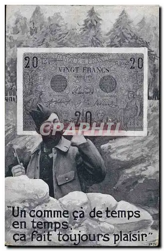 Ansichtskarte AK Billet Vingt Francs Poilu Militaria