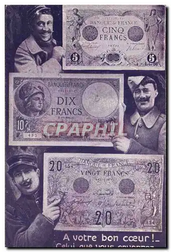 Ansichtskarte AK Billets Cinq Dix Vingt Francs