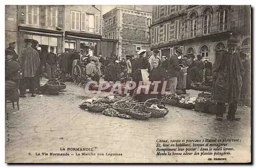 Cartes postales Folklore Normandie La Vie Normande Le marche aux legumes TOP