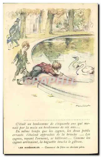 Ansichtskarte AK Fantaisie Illustrateur Poulbot Victor Hugo Les Miserables Cygne