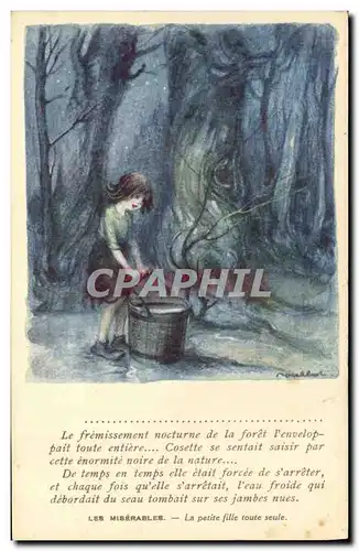 Cartes postales Fantaisie Illustrateur Poulbot Victor Hugo Les Miserables La petite fille toute seule