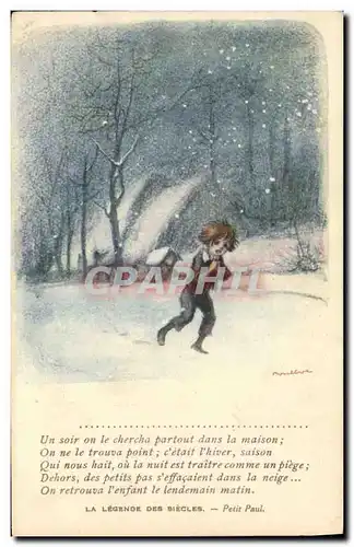 Cartes postales Fantaisie Illustrateur Poulbot Victor Hugo La legende des siecles Petit Paul