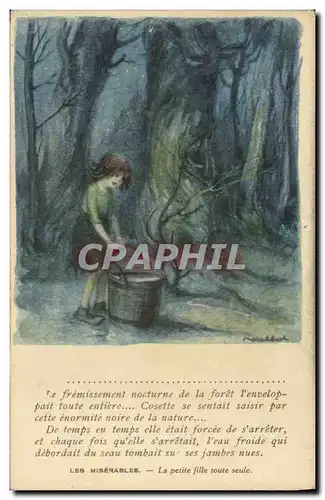 Cartes postales Fantaisie Illustrateur Poulbot Victor Hugo Les Miserables La petite fille toute seule