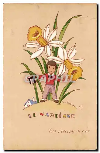 Cartes postales Fantaisie Illustrateur Le Narcisse