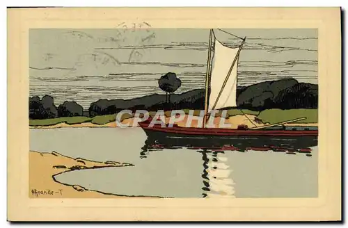 Cartes postales Fantaisie Illustrateur Barque Bateau