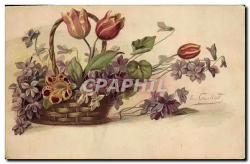 Cartes postales Fantaisie Illustrateur Fleurs