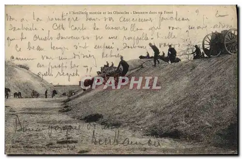 Cartes postales Militaria L&#39artillerie montee et les obstacles Descente dans un fosse