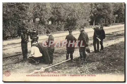 Ansichtskarte AK Militaria Grandes manoeuvres 1909 Experiences sur la voie ferree