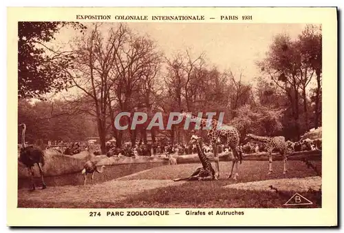 Ansichtskarte AK Paris Exposition coloniale internationale 1931 Parc zoologique Girafes et autruches