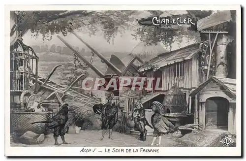 Cartes postales Edmond Rostand Chantecler Le soir de la faisane